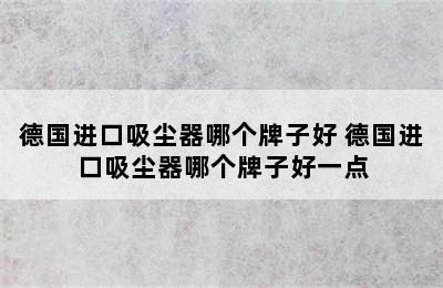 德国进口吸尘器哪个牌子好 德国进口吸尘器哪个牌子好一点